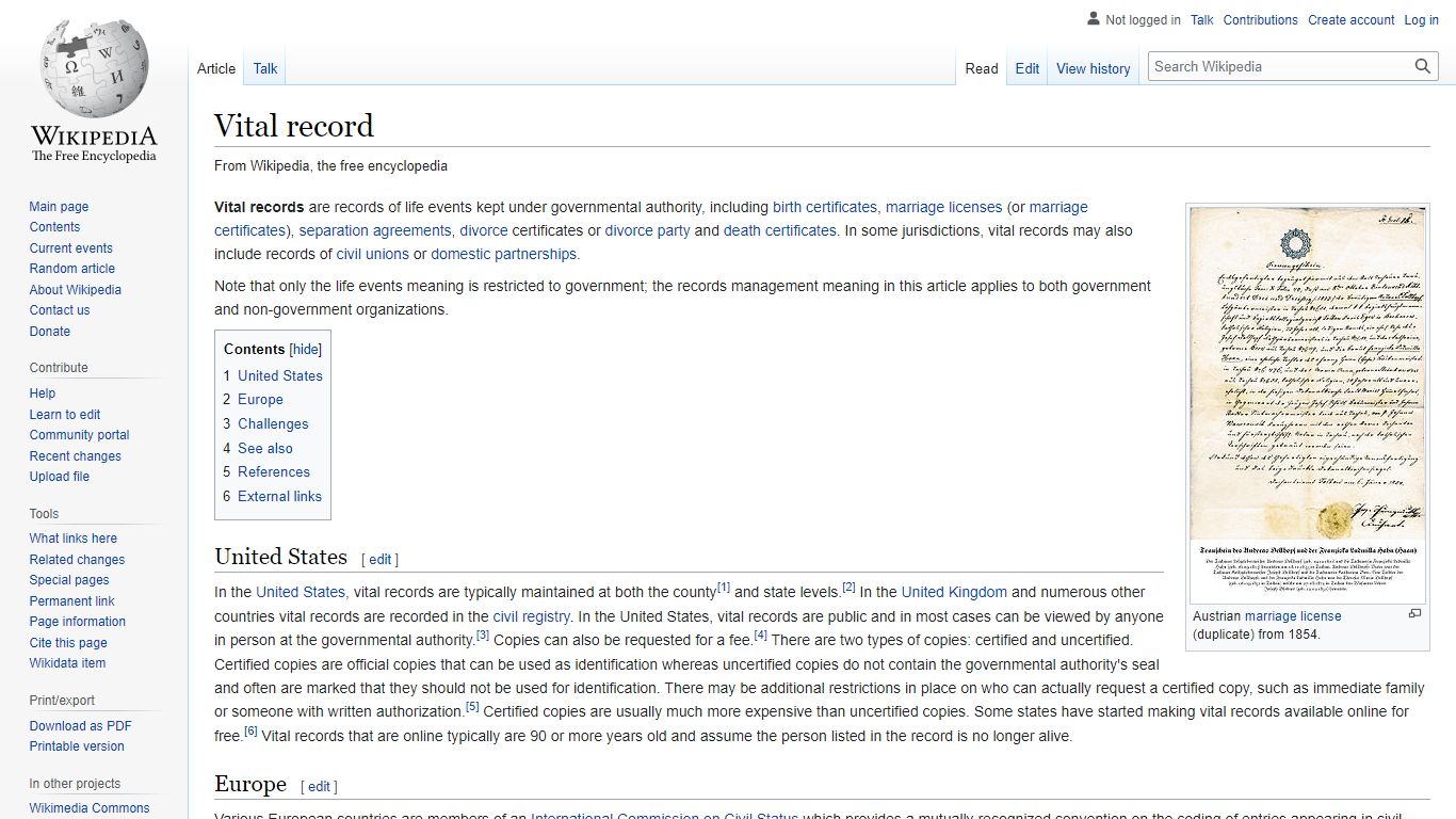 Vital record - Wikipedia