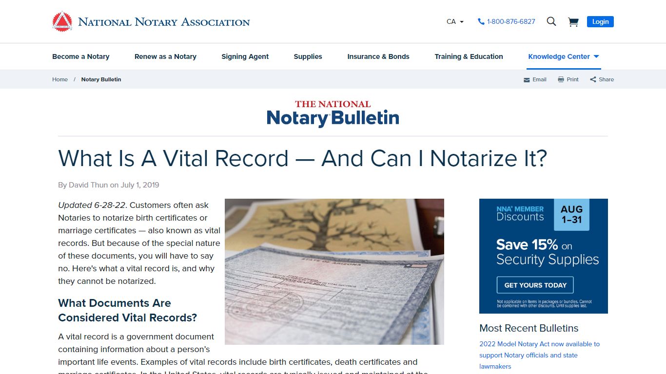 What Is A Vital Record — And Can I Notarize It? | NNA