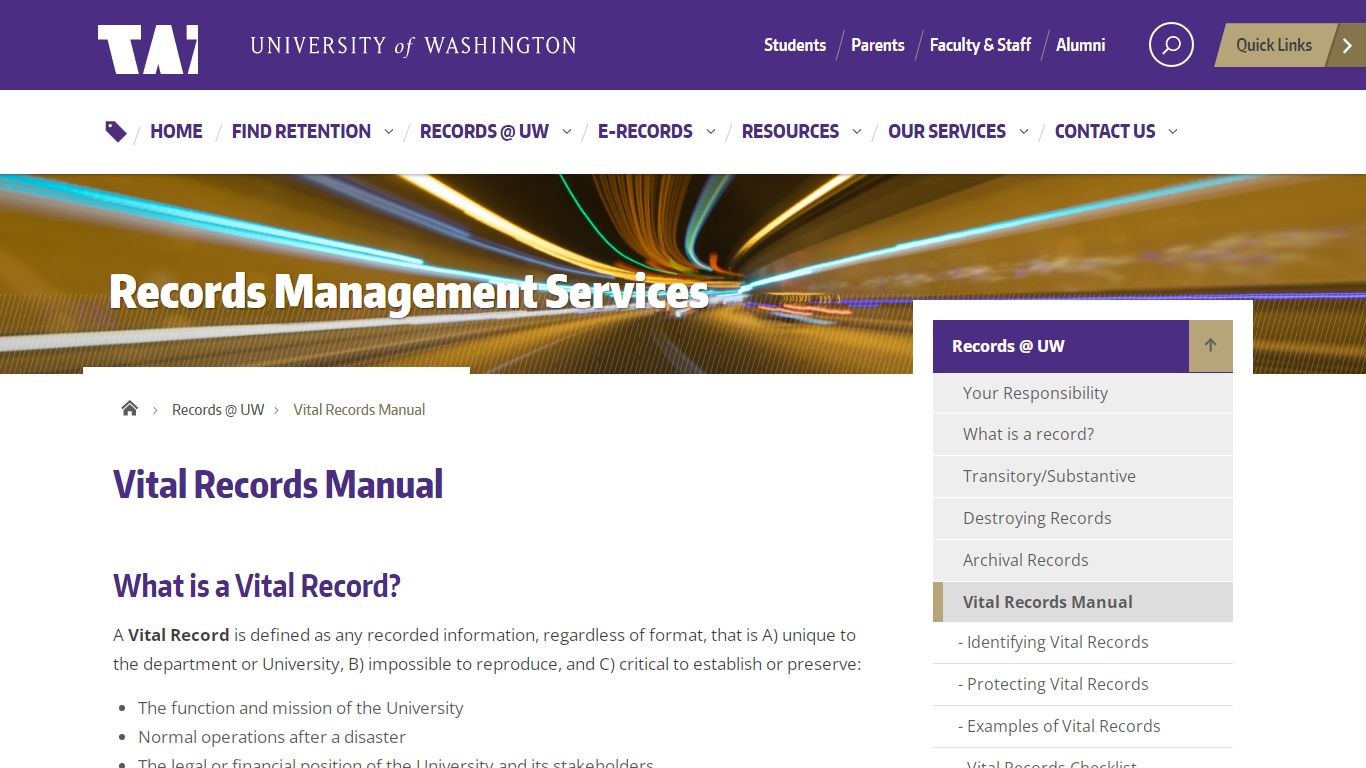 Vital Records Manual | Records Management Services